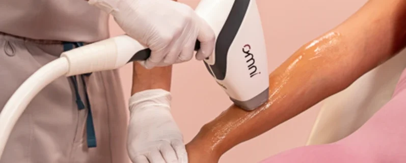 Patient receiving Sciton OMNI laser therapy for skin